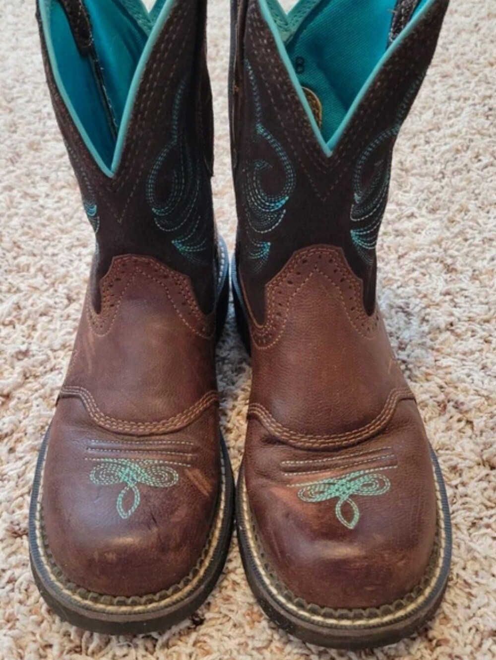 Womens Fatbaby Boots Brown With Teal Stiching
